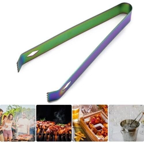 Camping Barbecue Clip Food Ice Tongs Stainless Steel Picnic Fruit Bread Meat Clamp Kitchen Gadget BBQ Camping Accessories