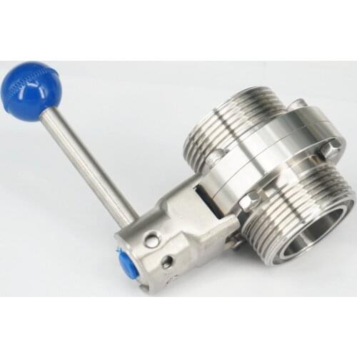 1-1/2" 38mm 304 Stainless Steel Sanitary T-Type Thread Union Connection Butterfly Valve Brew Beer Dairy Product