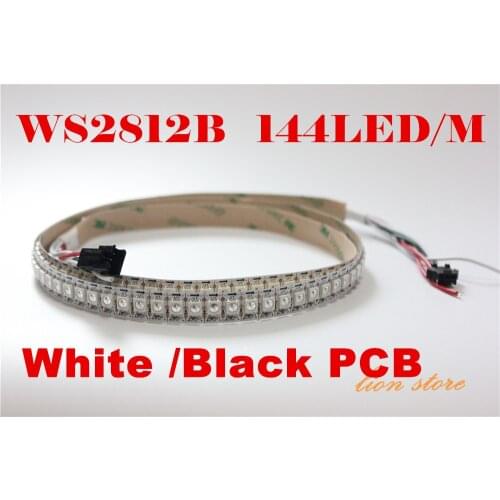 1M 144 Pixels/M WS2812B Digital 5050 SMD Chip White/Black PCB WS2811 IC Digital RGB LED Strip Light DC5V IP20/67Waterproof