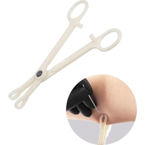1PC Navel Disposable Sterile Slotted Tweezers Triangle Open Clip Round Forceps Clamp Ear Nose Piercing Tools Tattoo Accessories