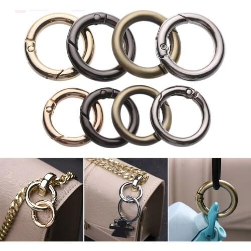 2PCS Zinc Alloy Bag Belt Buckle Plated Gate Spring O-Ring Buckles Clips Carabiner Purses Handbags Round Push Trigger Snap Hooks