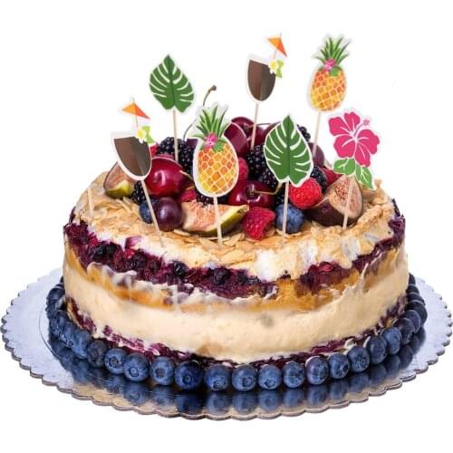 24pc Hawaii Party Cake Decor Flamingo Parti Alaha Pineapple Flower Luau Tropic Party Summer Palm Wedding Birthday Party Decor