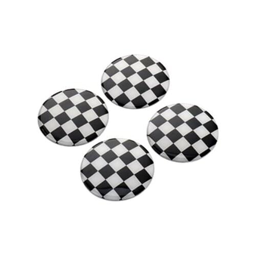 4Pcs 52mm Min Cooper Check Auto Wheel Center Hub Cap Badge Emblem Decal Sticker Car Accessories