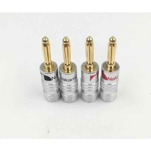 4pcs/lot New High quality 24K Gold Nakamichi Speaker Banana Plugs pure copper Audio Jack Connector Free Drop Shipping