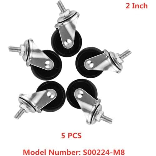 5 Pcs/Lot 2 Inch Caster Black Pp Screw Universal Wheel M8, Silk Mouth Furniture, Caster Diameter Split Cart