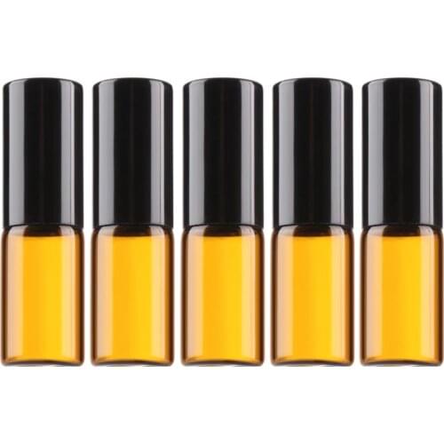500pcs/lot 1ml 2ml 3ml 5ml 10ml Amber Glass Roll on Bottle with Glass/Metal Ball Thin Glass Roller Essential Oil Vials