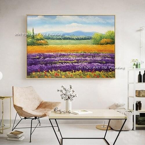 Handmade New Countryside View Village Spring Life Abstract Modern Thick Oil Painting On Canvas Handpainted Wall Art For Office