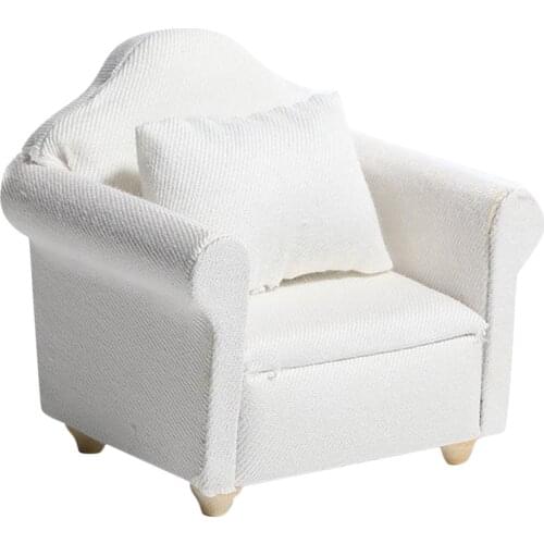 White 1/12 Scale Mini Sofa Armchair Dollhouse Miniatures Furniture Accs