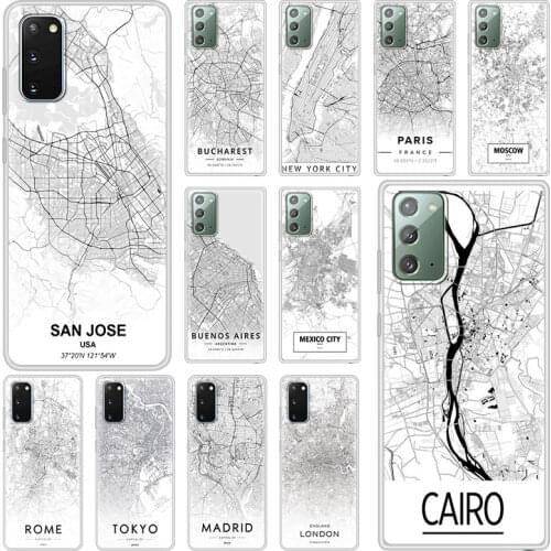 Case For Samsung Galaxy S20 FE Ultra S10 S10e S9 S8 Plus Note 10 Lite 20 9 8 Soft Matte Back Phone Cover Travel Country City Map