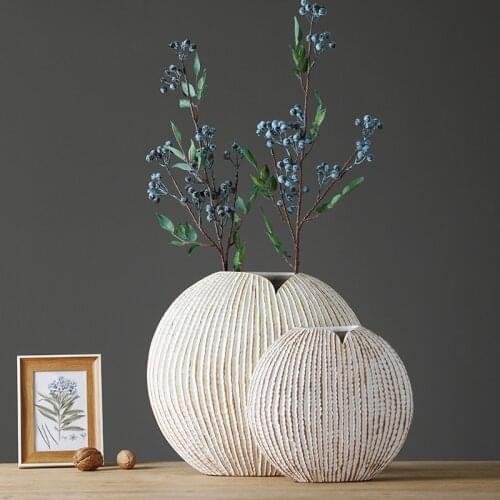 38.5cm Nordic Art Shell Texture Creative Flower Arrangement Vase Ornaments Modern Resin Simple Living Room Home Decoration Gifts