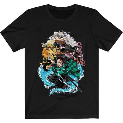 Demon Slayer Anime T-Shirt Men Cotton T Shirt Anime Tanjirou Nezuko Clothes Anime Tops Tees
