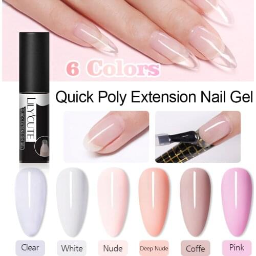 LILYCUTE Quick Extension Nail Gel Clear Pink White 6 Colors For Nails Finger Extensions Form Sticker Tips Nail Art Varnish
