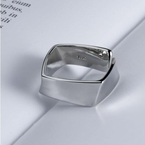 Jisensp 2021 New Fashion Irregular Geometric Square Gold Silver Color Ring Width Open Finger Ring for Women Men Party Gift
