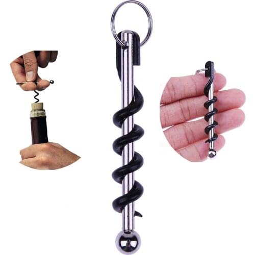 1pc Outdoor Creative EDC Corkscrew Pocket Red Wine Bottle Opener Keyring Tool Multi-functional Camping Equipment Tool