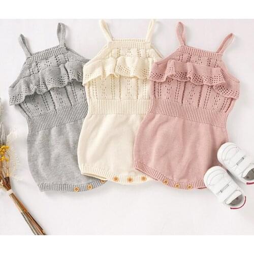 Baby Girls Bodysuits Clothes Cute lace Sling Jumpsuit Knitted Newborn Infantil Toddler Jumpsuits Outfits One Piece Wear