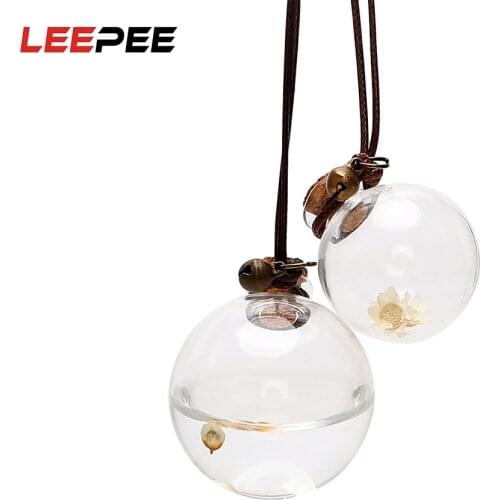 LEEPEE Car Perfume Empty Bottle for Essential Oils Hanging Bottle Auto Ornament Perfume Pendant with Flower Air Freshener