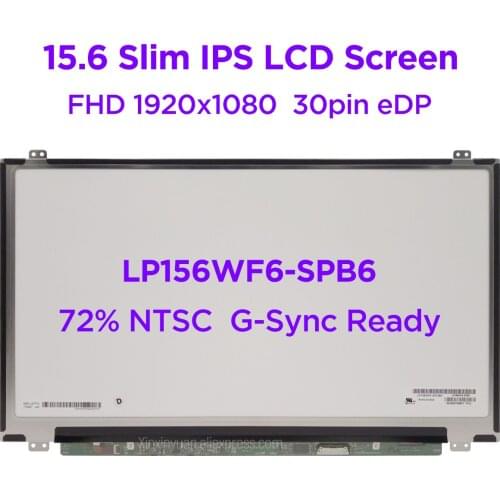 LP156WF6-SPB6 G-Sync Ready For DELL Alienware 15R4 15.6" Laptop LCD Screen 72% NTSC IPS LED Display Panel FHD1920x1080 30pin eDP
