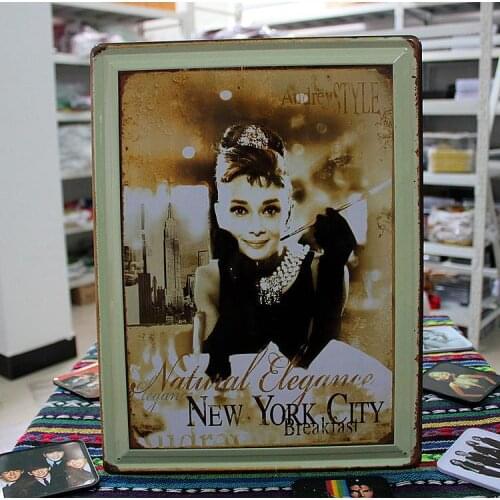 30pcs/lot Metal Sign shabby chic The Retor Audrey Hepburn iron Paintings Art wall decoration Home Bar Vintage Metal Tin Signs N