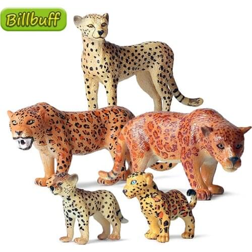 DIY Simulation Wild Animals ABS Cheetah Cub Model Figures Collection Cognition Educational Toys for Childrens Kid Christmas Gift