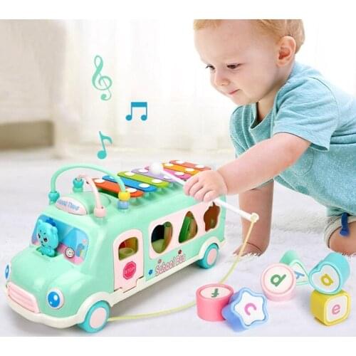 Knocking Piano Bus Multi-Functional Shape Match Musical Instrument Noise Maker Toys for Children Xylophone Toys for Kids
