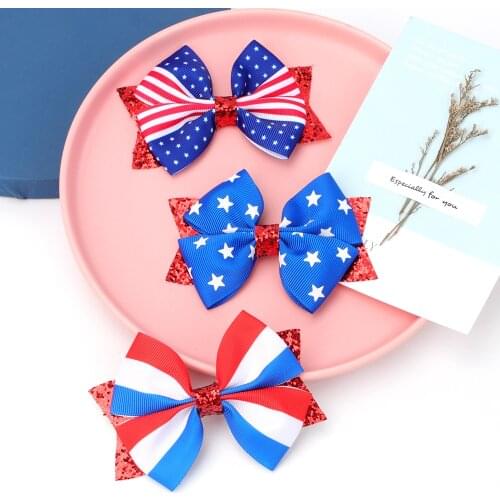 Oaoleer 3.5Inches Kids Girls Big Ribbon Hair Bow Clips Hairpins For Kids Girls Big Boutique Hair Clip Hairgrips Hair Accessories