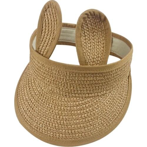 Newborn Cartoon Solid Hats Summer Baby Boy Girl Kids Folding Bunny Straw Visor Cap Adjustable Sunshine Hat Toddler Babt Hats Cap