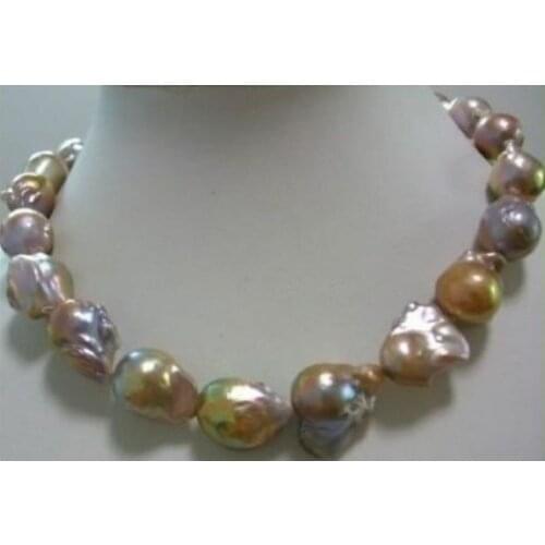 Huge Color AAA 15-24mm south sea baroque pearl necklace 18 INCH