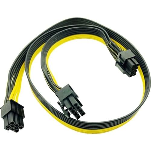 PCI-e PCI Express 6Pin Male To Dual 8Pin 2 Port Male Adapter GPU Graphics Card PCIe Power Cable 18AWG 60cm + 20cm Wire