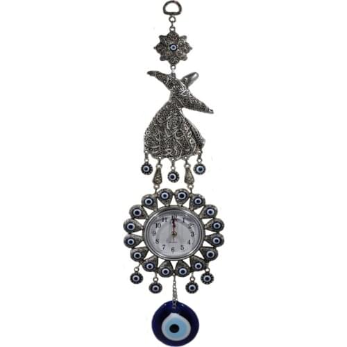 Handmade Hangings Ornamental Evil Eye Beaded Wall Clock
