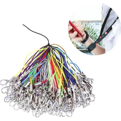 100pcs Cell Phone Charm Straps Lobster Clasp Lariat Cord Mobile Phone Lanyards Key Chain DIY Accessories (Assorted Colors)