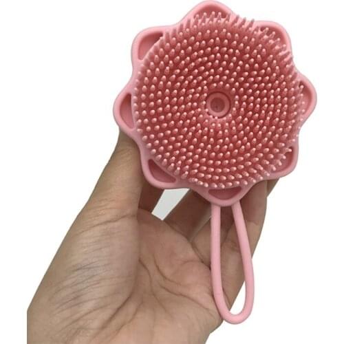 Silicone Body Brush Shower Scrubber Bath Massage Exfoliating with Soap Dispenser Filled Liquid