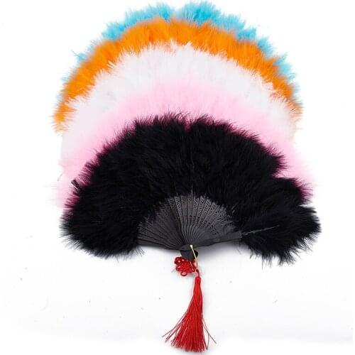 Feather Folding Fan Sweet Fairy Girl Court Dance Hand Fan Craft Party Decoration
