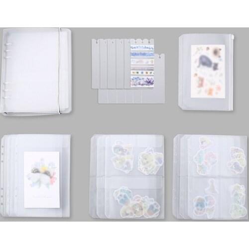 Student A5 Transparent Card Holder Student DIY Binder Loose-Leaf Release Inner Core Replacement Cover Storage Document Bag Rings