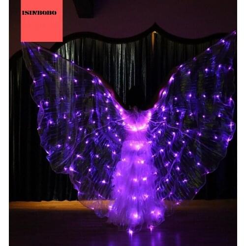 6 Colors Automatic Shift LED Luminescent Wings 360 Degree Butterfly Dancing Luminescent Projects Performing Belly Wings