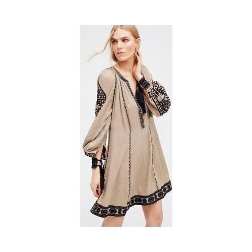 National Wind Totem Embroidered Tassel Loose Dress