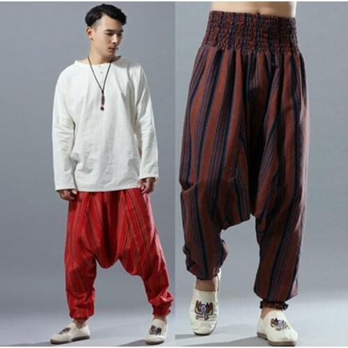 Loose personality fashion mens pants harem pant men feet trousers pantalones hombre cargo pantalon homme cotton stage dance