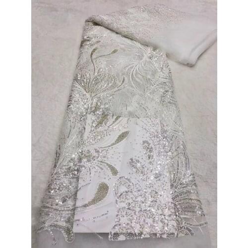 Tulle Lace African S-6988810 Lace Fabric with Beads and sequins High Quality Nigerian French Mesh Net Lace Fabric