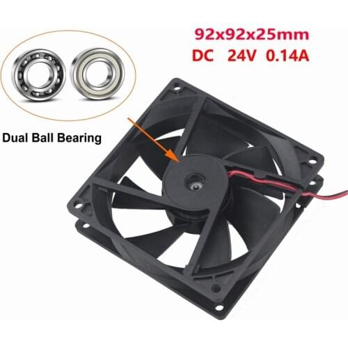 100 Pcs Gdstime 9cm 24V 92mm 92*92*25mm Dual Ball Bearing PC CPU VGA DC Cooling Cooler Fan 90mm x 25mm 9225B 2Pin