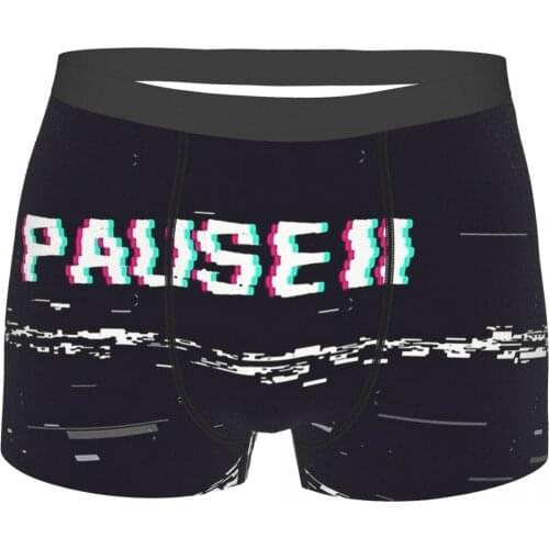 VHS Pause Glitch Vaporwave Aesthetic Visual Art Style Internet Meme Retro Underpants Cotton Panties Mens Underwear