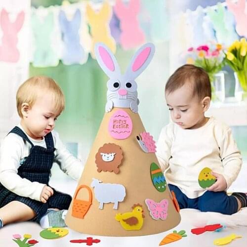 DIY Felt Easter Gifts Bunny Eggs Easter Felt Sticker Home Decor Ornaments Kids Child Toys Happy Easter Day Decoration for Kids