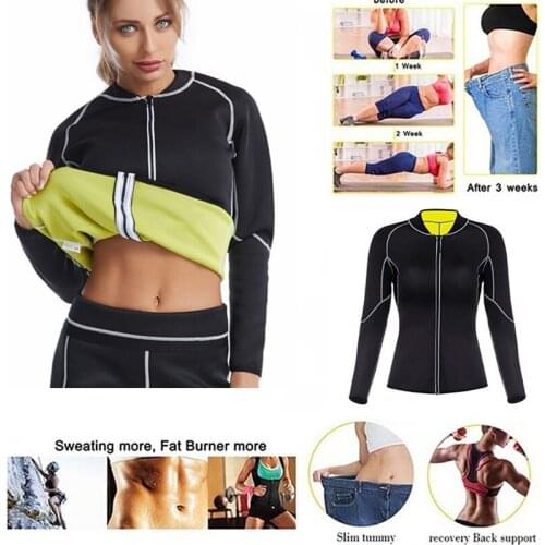 Women Thermo White line Shirt Sweat Sauna Pants Body Shapers Waist Trainer Slimming Long Sleeves Fitness Shapewear Sauna suit