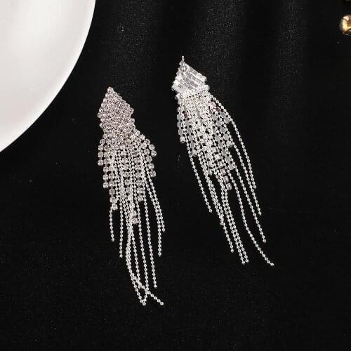 YFJEWE Handmade long tassel earrings for women statement rhinestone earrings luxury crystal drop earings evening jewelry E658