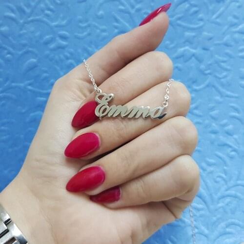 Womens Fashion Custom Name Necklaces Stainless Steel Rose Gold Baby Kids Personalized Nameplate Necklace Christmas Gifts BFF