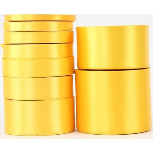 1pc Gold yellow 22meter 6mm-50mm Satin Ribbon Sash Gift Bow Craft Wedding Party Supplies Event Anniversary Banquet Decoration