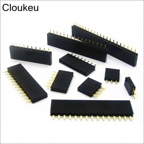 10Pcs Black 2.54mm Single row mother pin seat Needle seat 1*2/3/4/5/6/7/8/9/10/12/16/20/40P