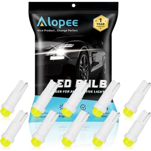 10-Pack 12V White T5 / 74 73 2723 2721 1 SMD LED Lights Ceramic for Car Auto Side Wedge Gauge Dashboard Instrument Panel Lamp