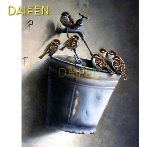 Full Square Diamond mosaic bucket rest Thrush sparrow bird 5D DIY Diamond painting Cross stitch Full Round Diamond embroidery