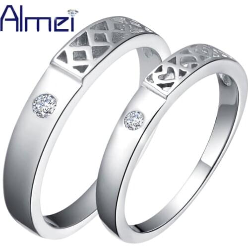 Almei Wedding Rings Couple Ring Lovers Anillos Lady Silver Ring Woman Men Anillo De Hombre Vintage Jewelry Ornamentation J485