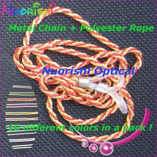 Free shipping L750 ten different colors Metal Chain Polyester Rope braided sunglass neck cord eyewear chain eyeglass retainer
