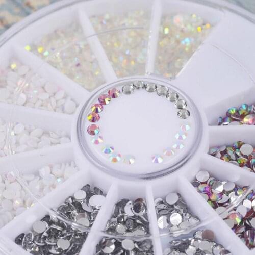 Shiny Nail Art Tips Rhinestone Flatback Manicure DIY Glitter Decoration Wheel